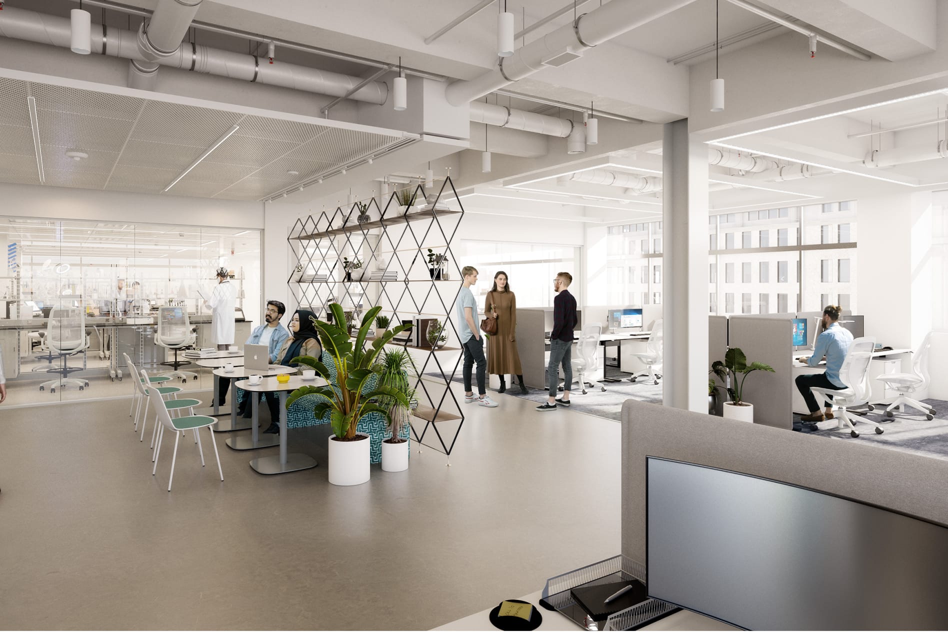 Light-filled workspaces designed for life science tenants