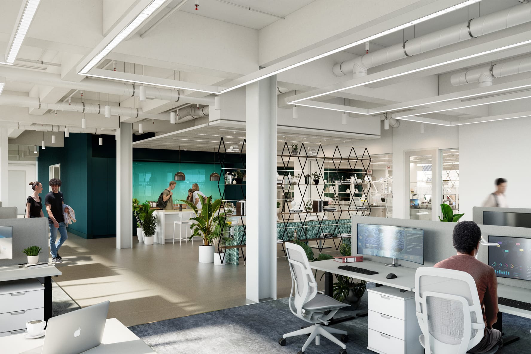 Open plan workspaces for collaboration